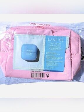 LANEIGE 3pc. Bouncy Pink Puffer Pouch with 2 Skincare Samples
